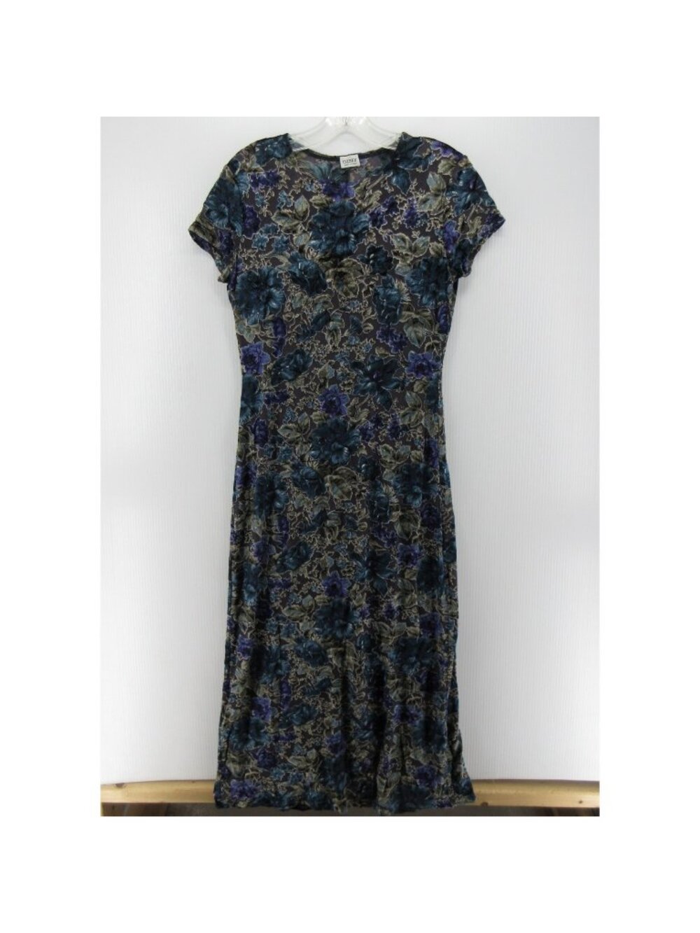 VINTAGE Ozbek Dress 12 Velvet Sheath Floral Pullover Midi Italy
